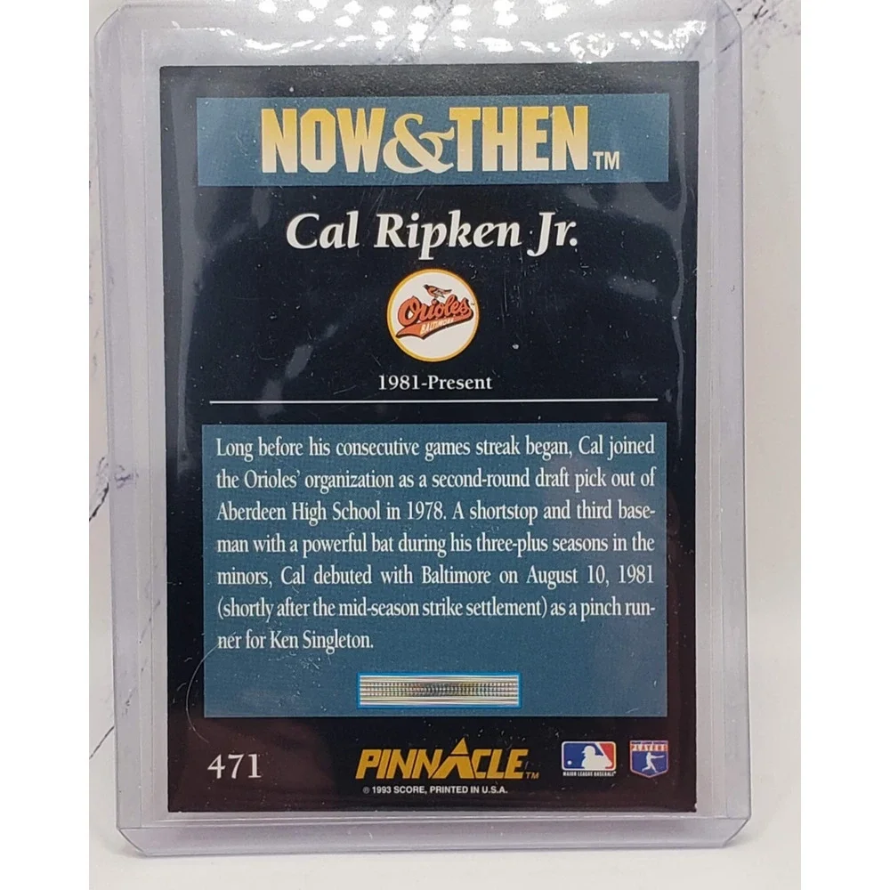 1993 Pinnacle Now & Then Baseball Cal Ripken Jr. Baltimore Orioles #471